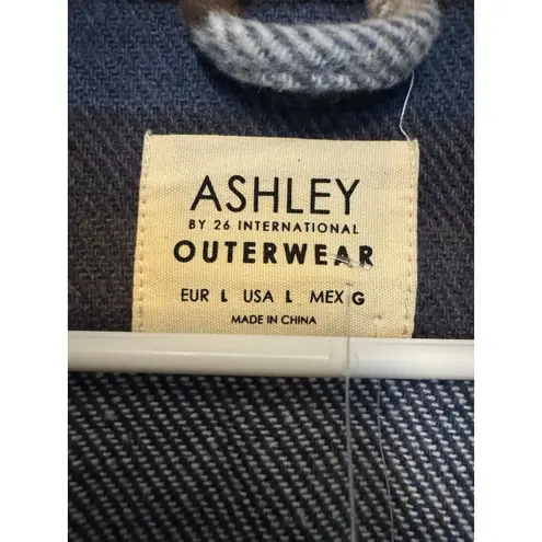 Ashley Outerwear NWT Plaid Wool Blend Shacket – Earthy Blue Brown Women’s Large