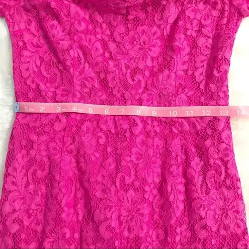 Trina Turk  Pink Lace Cocktail Dress Off The Shoulder Sheath Fuchsia Size 2 New