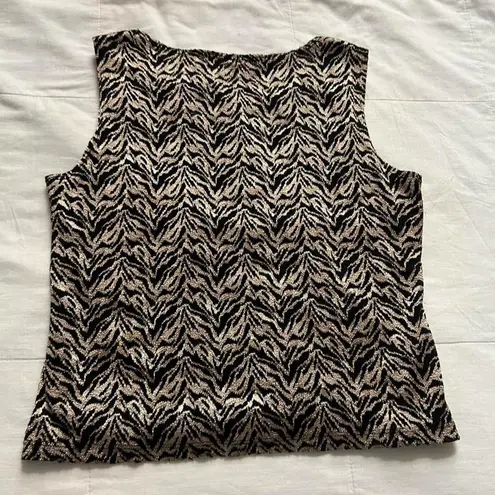 Vintage black tan zebra jacquard shell tank top Size large Brown