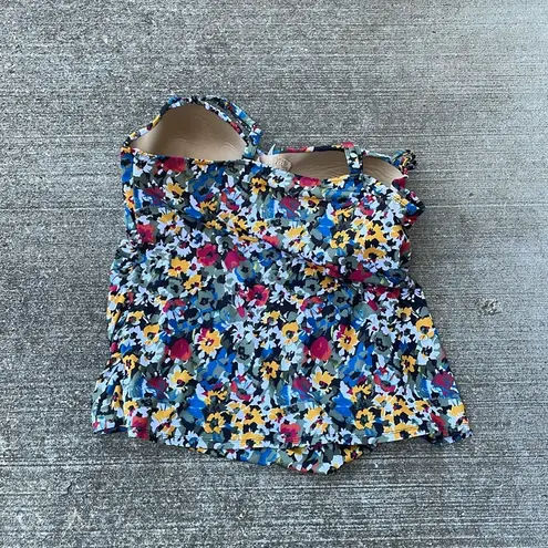 Cacique Swim High Rise Bikini Tie Front Tropical Black Yellow Floral 2 piece