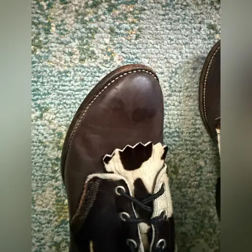 Vintage Larry Mahan pony hair brown leather ankle lace