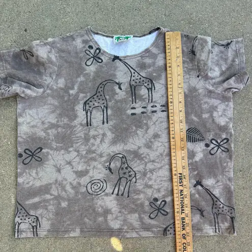 Vintage 90s Tribal Animal Art Giraffe Zoo Short Sleeve T
