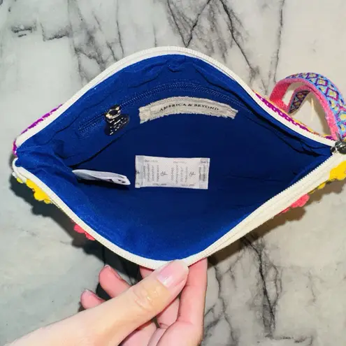 NWOT America & Beyond Hand Embellished Wristlet Bag Wallet Pouch 10x8" Boho Chic