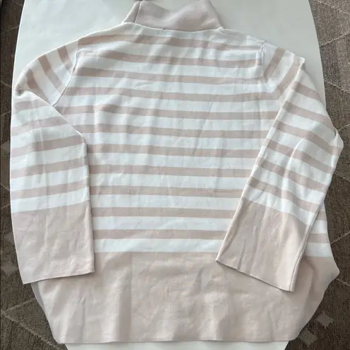 COS Roll Neck A Line Stripe Neutral Sweater Top Size Large $95