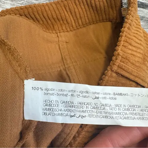 Bershka Womens Wide Wale Cord Corduroy Skirt S SM Small Warm Cognac Brown Zipper