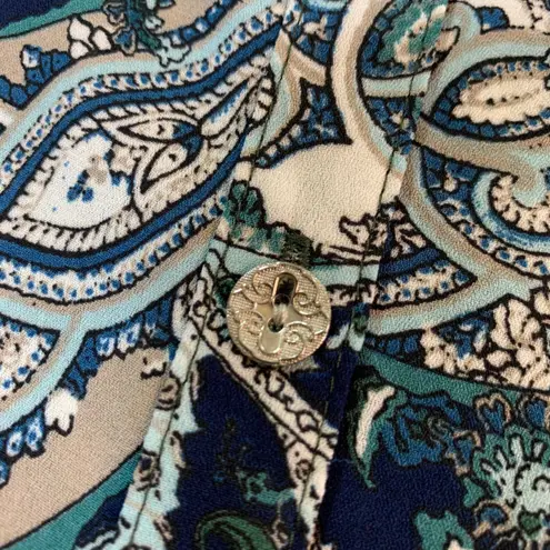 Roz & Ali Roz & Ali Paisley Blouse Tie Front Long Sleeve Button Down Top 3X Office Church