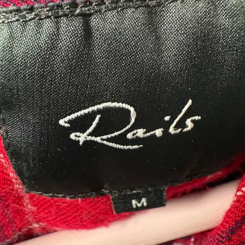 Rails dark Red Plaid flannel short sleeve Button-Up Shirt M