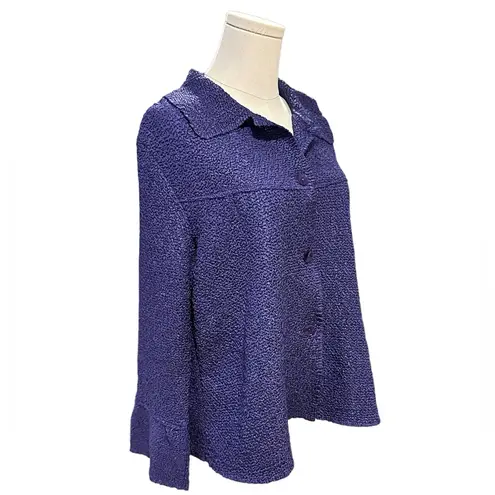RAFAEL WOMANS Blouse/Light Weight Jacket Women Sz. L Purple Crinkle Bell Sleeves Size L
