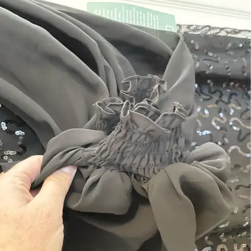 Pearl Georgina Chapman Marchesa NWT Sheer Lined Black Mini Dress Sequins Women 8