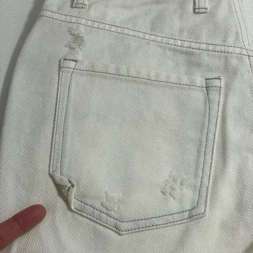 NEW SER.O.YA Mid Rise Jean Short Sz 26 Cut Off White Denim Distressed Destroyed