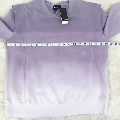 New MONROW Purple Ombre Tie Dye Sweatshirt Pullover Cotton Ruffle Size Large New Purple