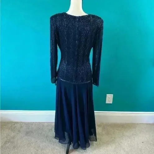 Brilliante by J.A. Dark navy blue beaded formal dress in size small