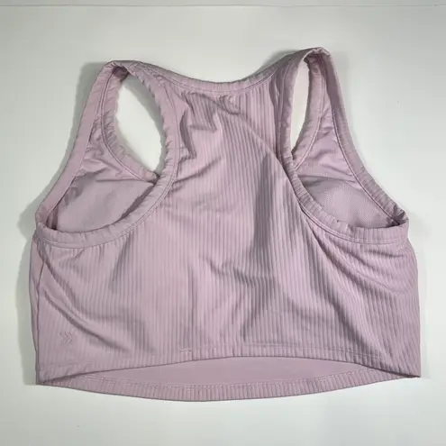 All In Motion Baby Pastel Pink Ribbed Racerback Lightly Lined Cropped Bra Tank