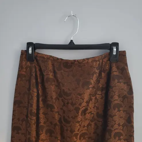 Maggy London Bronze Metallic Paisley Pencil Skirt 8