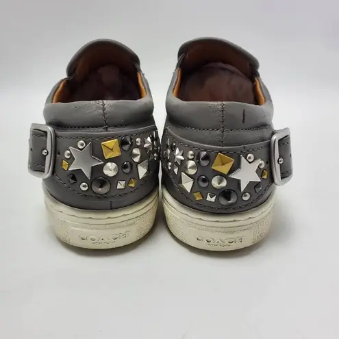Coach  Slip On Shoe C103 Sequin Studded Buckle Gray Sneakers Pointy Toe Sz 6.5 B thumbnail 5