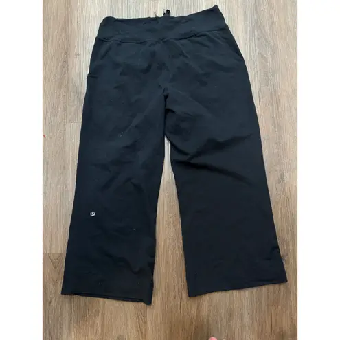 Lululemon  Black Wide Leg Cropped Pants Lounge Athleisure Women's Size 10 - Image 2