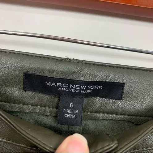 Marc New York Straight Leg Faux Leather Pants Dark Green Size 6