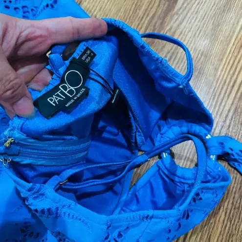 PATBO ROYAL BLUE STRETCH JACQUARD HALTER CUT OUT MIDI DRESS SZ 4