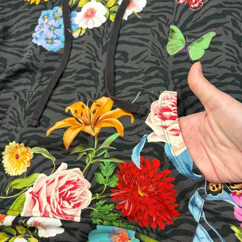 Johnny Was Blooming Breeze Pullover Hoodie Camo Grey Black Sz XS Boho Casual EUC