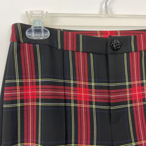 Joseph Ribkoff Red Plaid Front Black Back Pants Size 6