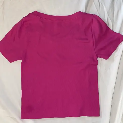 One Step Up Pink Short Sleeve Crop Top Size S/M Summer Ribbed Size M