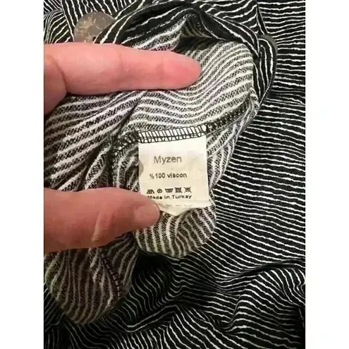 Knit Button Down Long Sleeve Dress Medium Pockets Lagenlook Artsy Black Size 40