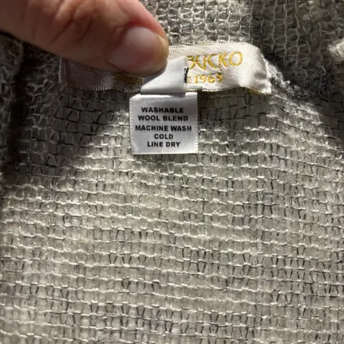 Fresh Produce Silksense Bucko Santa Fe Gray Cardigan Knit Ruffle Flare Hem Women’s Sz Small