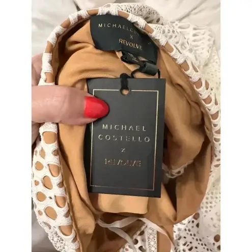 Michael Costello NEW-NWT x REVOLVE Berthe Ivory One Shoulder Lace Maxi Dress XS