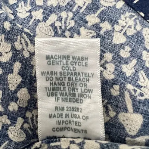 Lacausa Dama Dress Blue Magic Mushroom Print Midi Long Sleeve Resort Coastal S