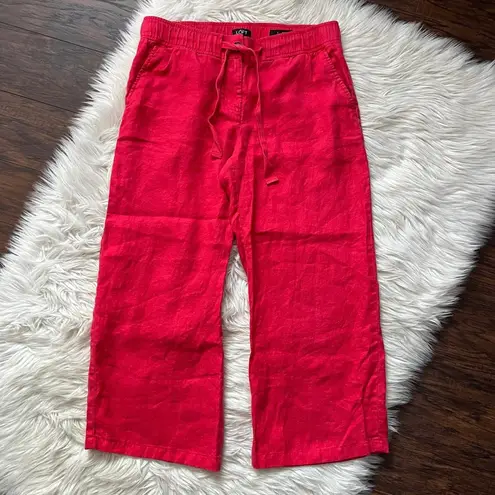 Loft Marisa Fuchsia Wide Leg Cropped Linen Pants