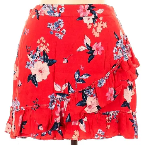 Cupcakes and Cashmere Elisa Skirt in Poppy Red Ruffle Floral Size Large L