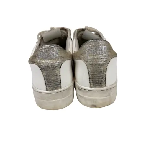 P448 Thea Platform Sneakers White Leather Metallic Heel Size 38/ US 7.5/8