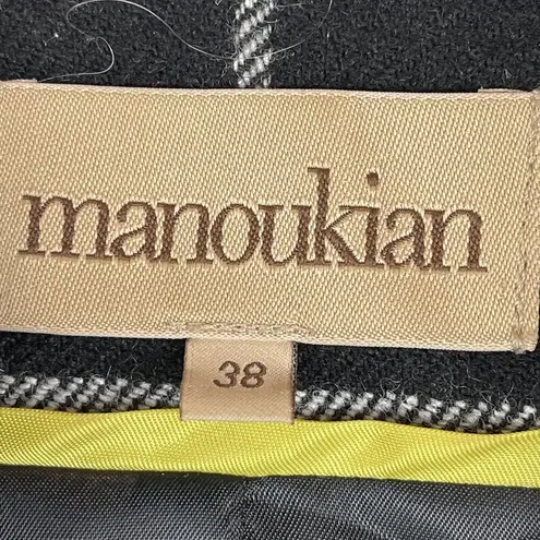 Manoukian Cropped Jacket Women Sz 8 Black Plaid Buttons Bow Preppy Academia Twee