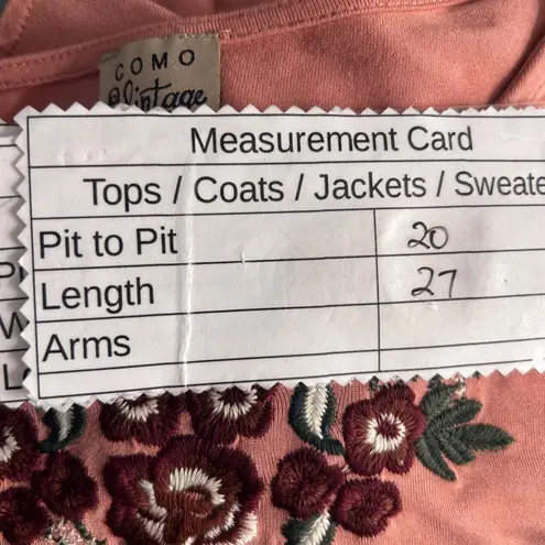 Como vintage Floral Boho Top Peach Medium