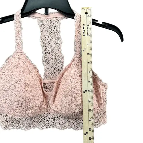 Auden Bralette L Pink Lightly Lined Racerback Lace Overlay Stretch Feminine Size L