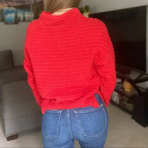 COURT & ROWE Red Mock Neck Sweater with Polka Dots Small NWT