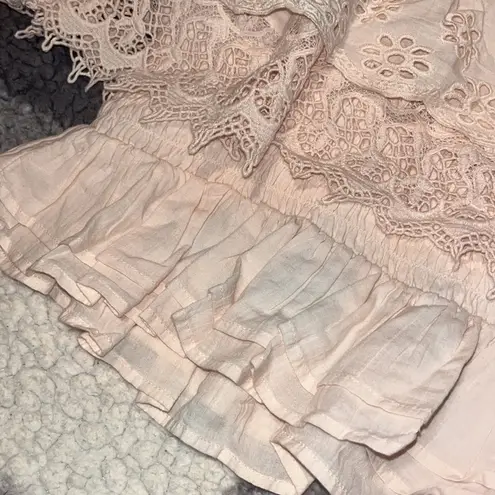 American Eagle  Pink Eyelet Ruffle layered Top Size XS Coquette Girl