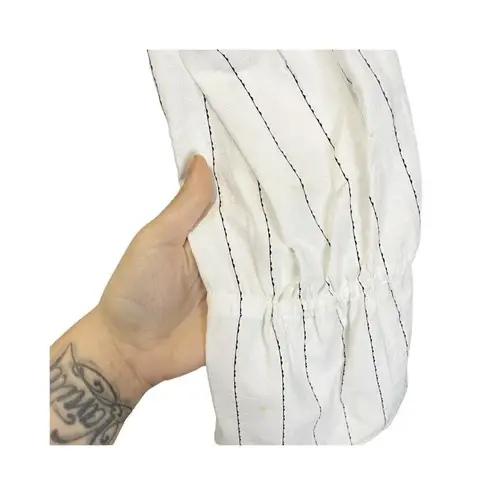 FATE. by LED White Black Striped Cold Shoulder Boho Blouse S Long Sleeved