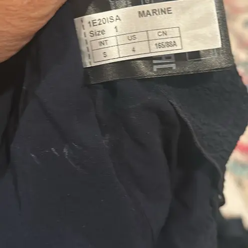 Ba&sh BaSh Isa Dark Navy Blue Ruched Short Sleeve Dress S