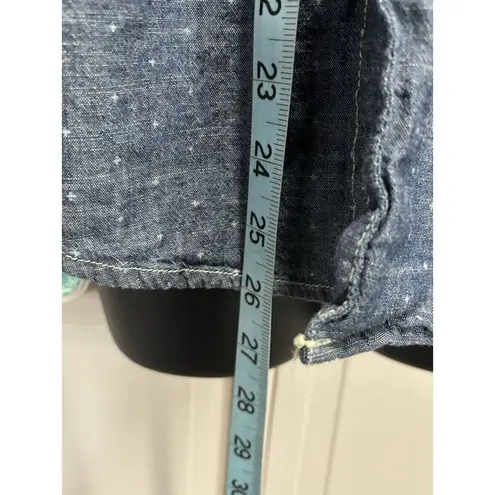 Arizona Jeans Arizona Jean Co Blue/White Dots Button Up Long Sleeve Shirt Size Small Cotton