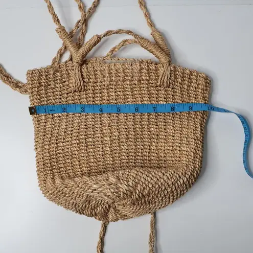 Woven Straw Crossbody Bag Purse Coastal Beachy Boho Nautical Hook and Loop Tan