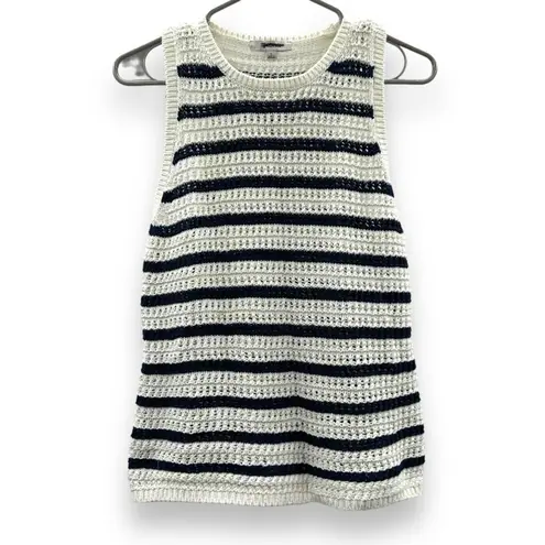 Madewell  Crochet-Knit Crewneck Sweater‎ Sleeveless Tank in Striped Sz L NEW