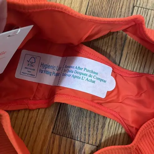 ANDIE Bikini Set Valencia Top Bikini Bottom Ribbed Black Orange size M NWT