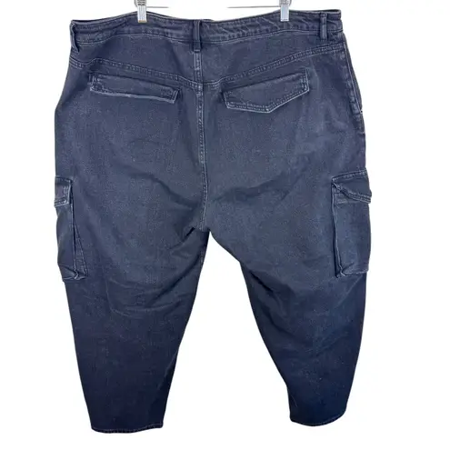 Eloquii Denim Black Cotton Barrel Leg High Rise Ankle Cargo Jeans Size 22 - Image 5