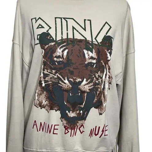 ANINE BING Tiger Muse Stone Crew Pullover Sweatshirt 100% Organic Cotton Size XS