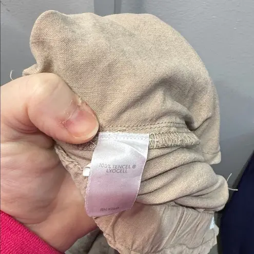 Pure Jill Women's Beige Wide Leg Linen Blend Pants Size L Elastic Waist Tan Size L