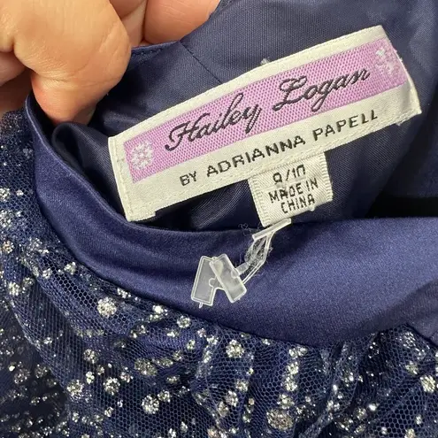 Hailey Logan dress womens 8/10 blue strapless glitter jewel Prom Wedding event