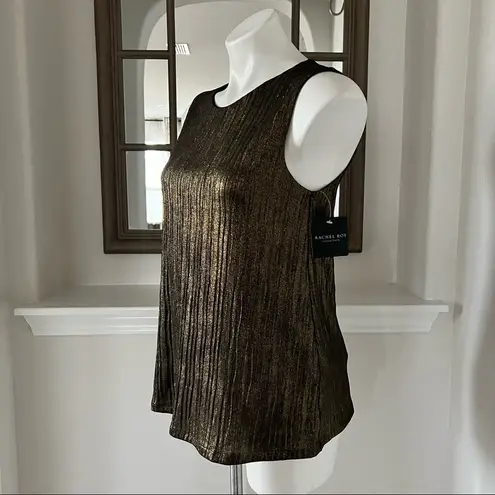 Rachel Roy Shimmering Sleeveless Blouse in Black/Gold Metallic Size S NEW w/Tag