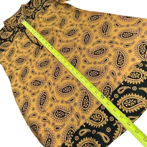 Paisley Print Cotton Band Collar Tapered Tunic Women’s Size Small Black