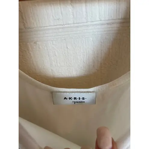 Akris Punto Ivory Keyhole Cutout Tee T-Shirt Top Size 6 MINIMALIST LUXURY CASUAL